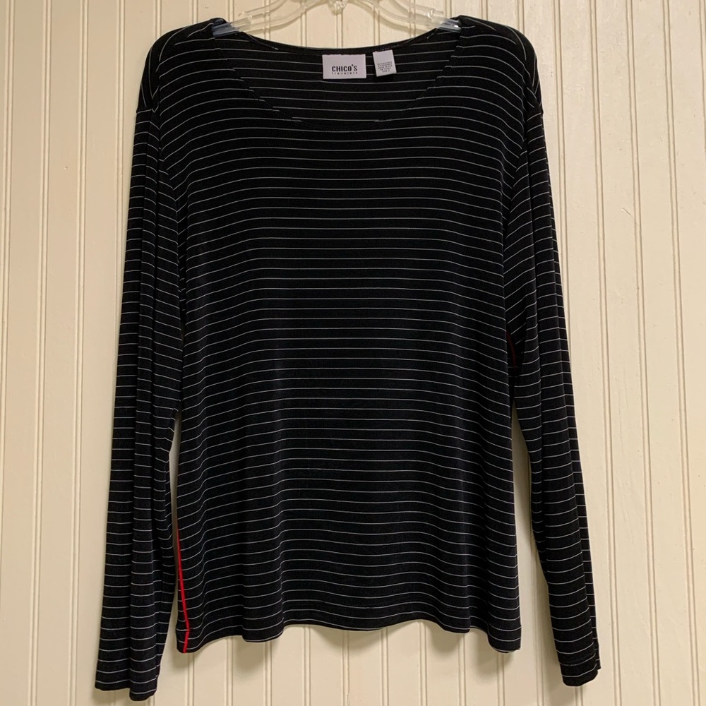 Black and White Striped Long Sleeve Shirt